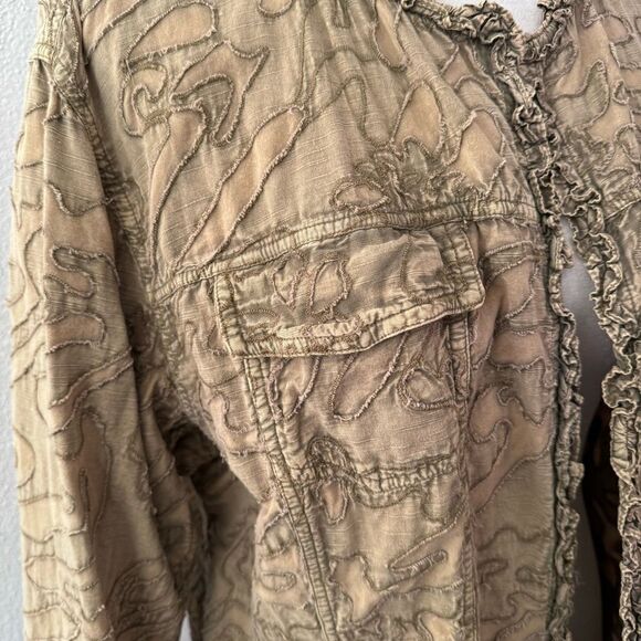 Chico’s Open Front Jacket Cotton Embroidered Pockets Size XL - Picture 8 of 14